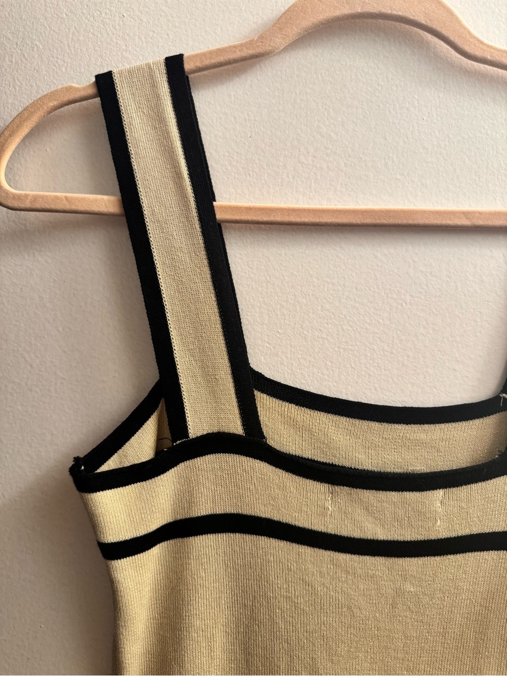 Sweet Rain Cream Knit Tank Dress with Black Trim - Picture 5 of 7